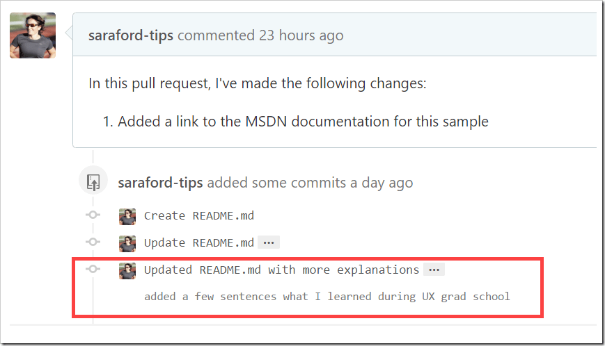 Pull request now showing the most recent commit to the branch