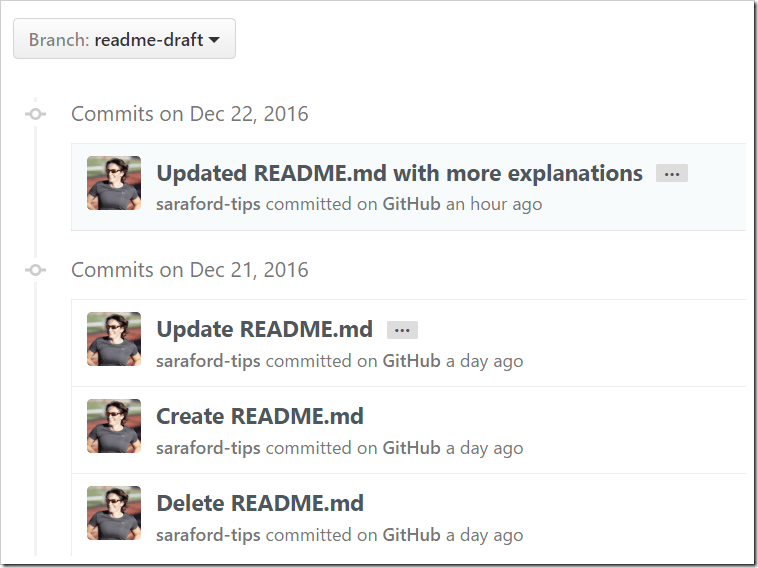 list of commits for readme-draft branch