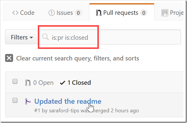searching for closed pull requests
