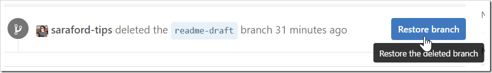 Restore the delete branch button on closed pull request