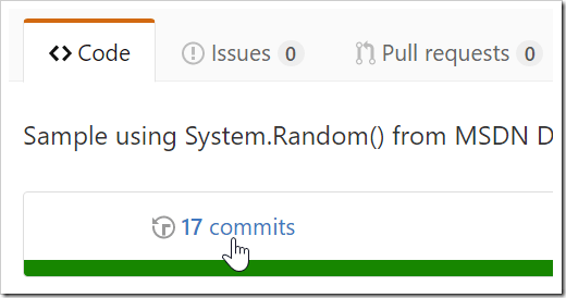 Commits link being clicked on Code page