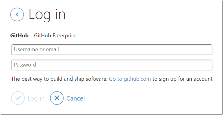 GitHub Desktop login screen