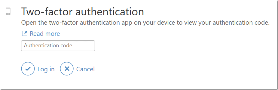 Two-factor authentication prompt