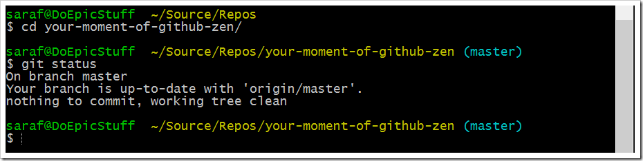 showing git status from local cloned repo