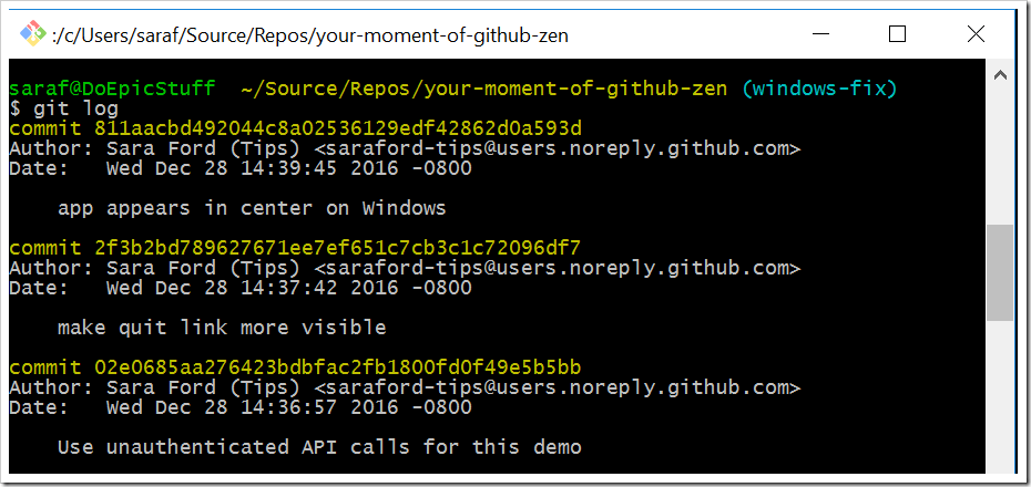viewing your logs in git that will go up to github
