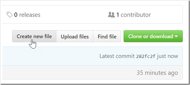 Create new file button on repository page