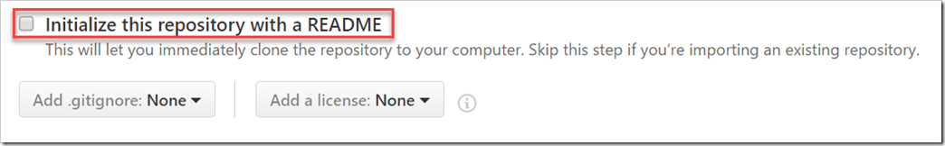 Initialize this repository with a README checkbox on /new page