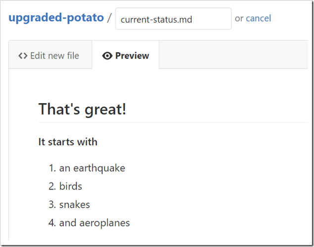 preview now rendering markdown text