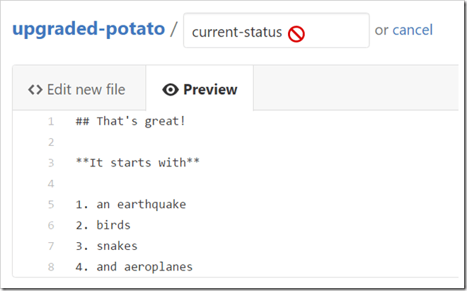 red no icon when trying to edit filename in preview mode