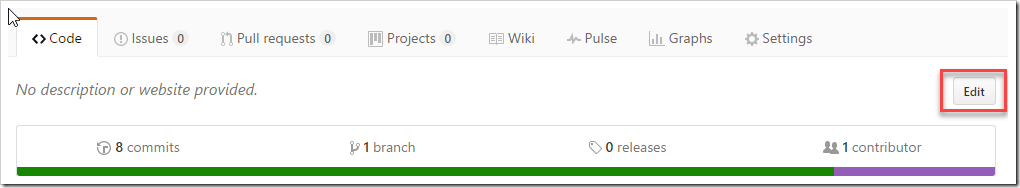 Edit button on repo homepage