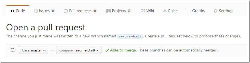 Open a pull request page
