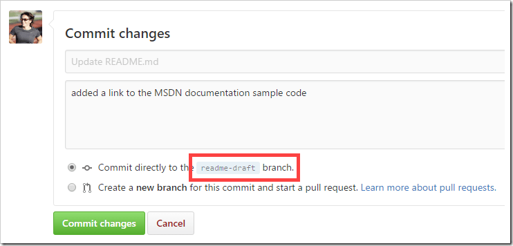 Commit changes either on readme-draft or new branch off of readme-draft