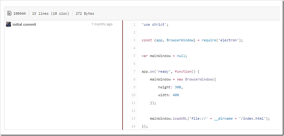 Initial commit to the main.js file