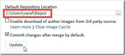 updated default repository location