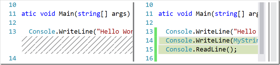 diff between the baseline commit and the 2 changes staged