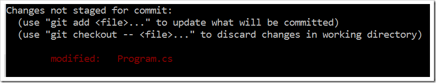git status shows Program.cs modified but not staged