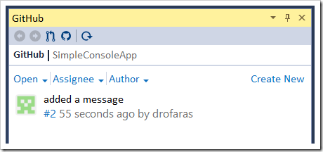 GitHub tool window showing an open pull request