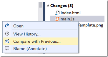TE - Commit Details - Changes - main.js - Compare with Previous