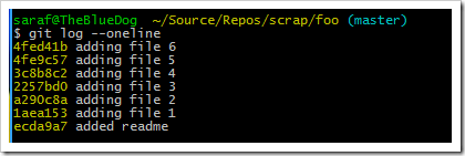 git log w 6 files added to master