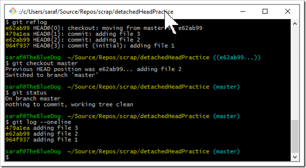 head back to pointing at master