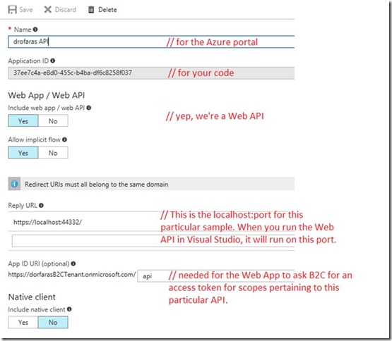 line by line description of registering an API w B2C line by line description of registering an API w B2C