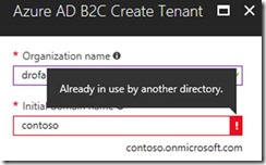 Contoso Tenant name already in use by another directory Contoso Tenant name already in use by another directory