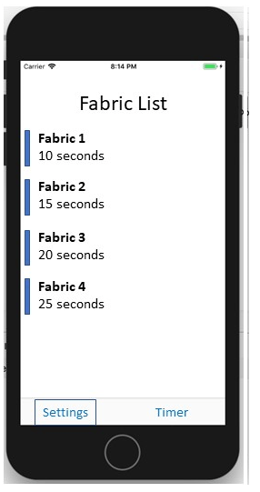 Mockup Showing list of fabrics