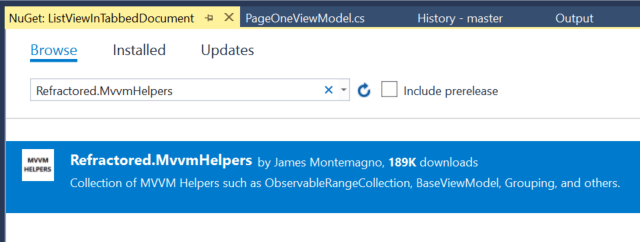 nuget installing Refactored.MvvmHelpers